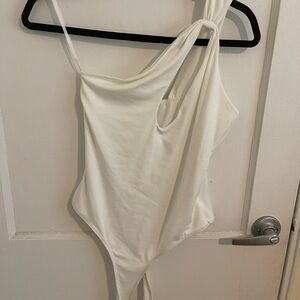 Stylish White One-Shoulder Bodysuit